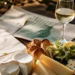 Accord mets vins : plateau de fromages et verres de vin blanc et rosé, Marseille