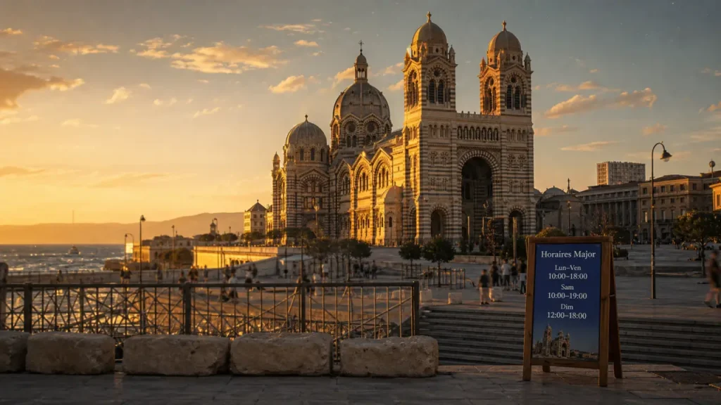 Cathédrale de la Major à Marseille : façade et accès quai