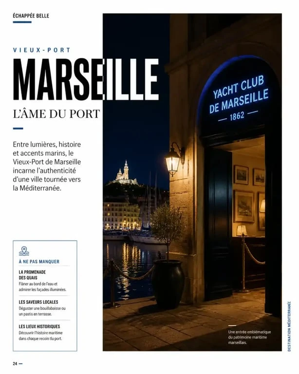 Ambiance nocturne et vie nocturne au Vieux-Port de Marseille avec ses clubs et bars