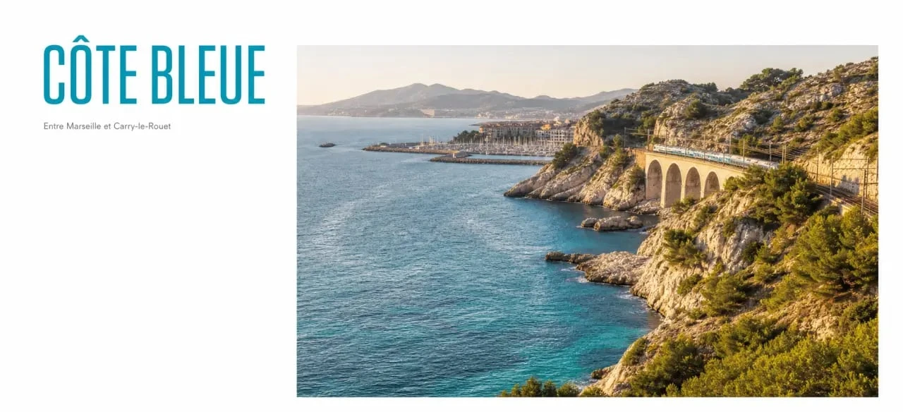 Calanque cote bleue : panorama des falaises, ports et eaux turquoise de la Côte Bleue