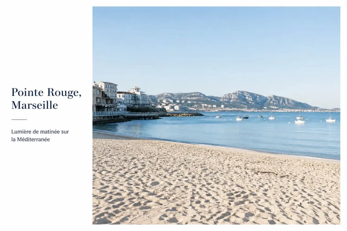 Que faire à la Pointe Rouge à Marseille : plage de la Pointe Rouge avec bateaux et ambiance de bord de mer