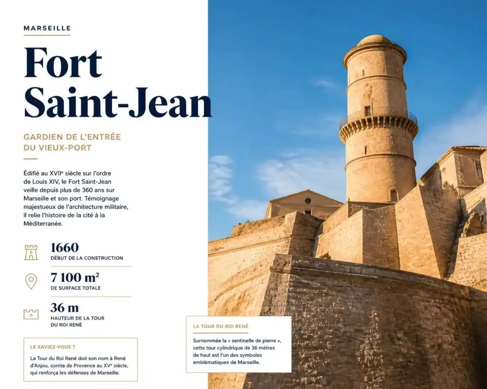 Vue panoramique du Fort Saint-Jean à Marseille et sa tour historique