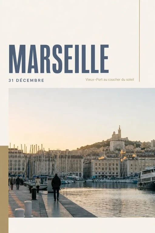 Que faire à Marseille le 31 décembre : vue du Vieux-Port de Marseille au coucher du soleil