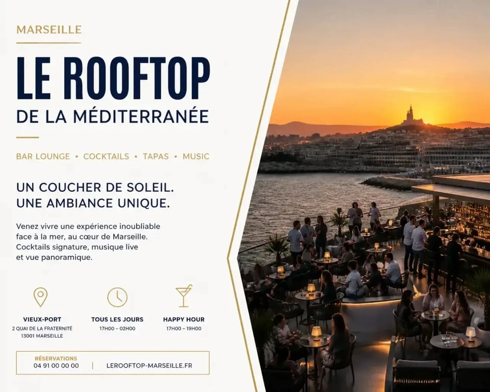 Terrasse de La Rhumerie Marseille au coucher du soleil