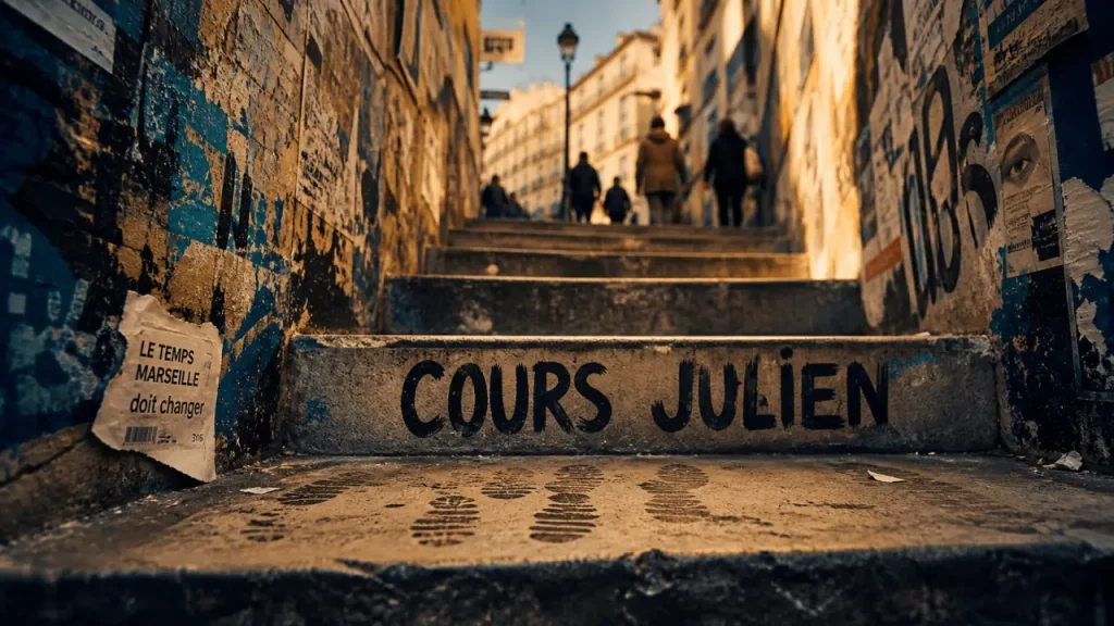Escaliers du cours julien à Marseille, fresques murales sur l’escalier