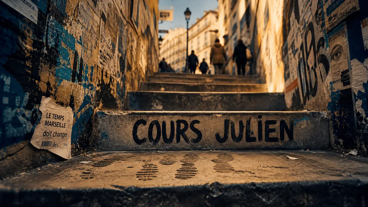 Escaliers du cours julien à Marseille, fresques murales sur l’escalier