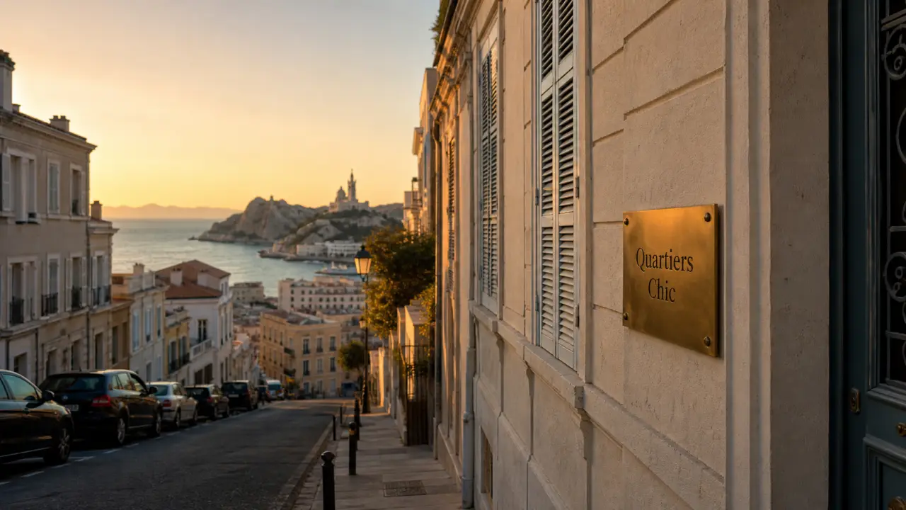 Quartiers chic Marseille : rue calme du 7e vers le confort du 8e