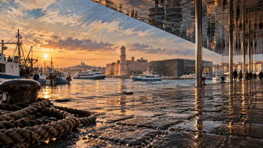 Cose da vedere a marsiglia : Vieux-Port et Mucem, ferries au coucher du soleil