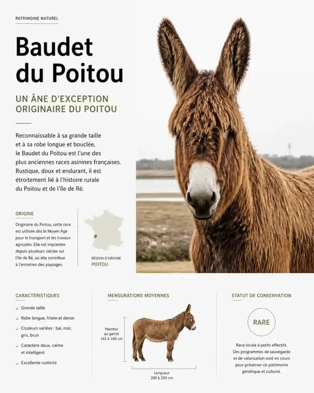 Baudet du Poitou dans son environnement naturel à l'Île de Ré pour la savonnerie L'Âne en culotte