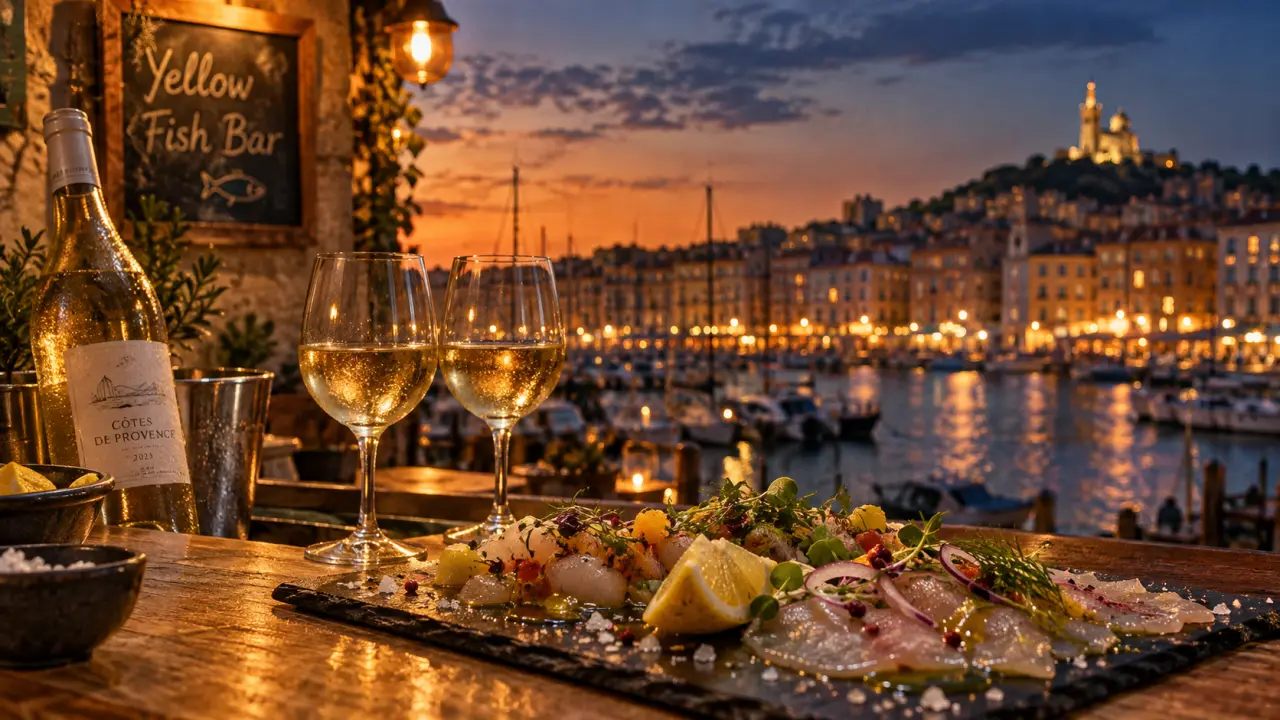 Le poulpe st victor yellow fish bar face au Vieux-Port de Marseille, ceviche au bar