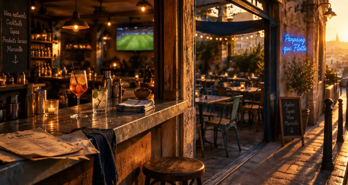 Le parpaing qui flotte à Marseille, patio et cocktails en golden hour