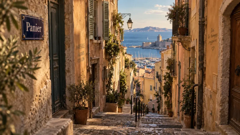 Ruelle pour visiter le panier marseille vers le Mucem